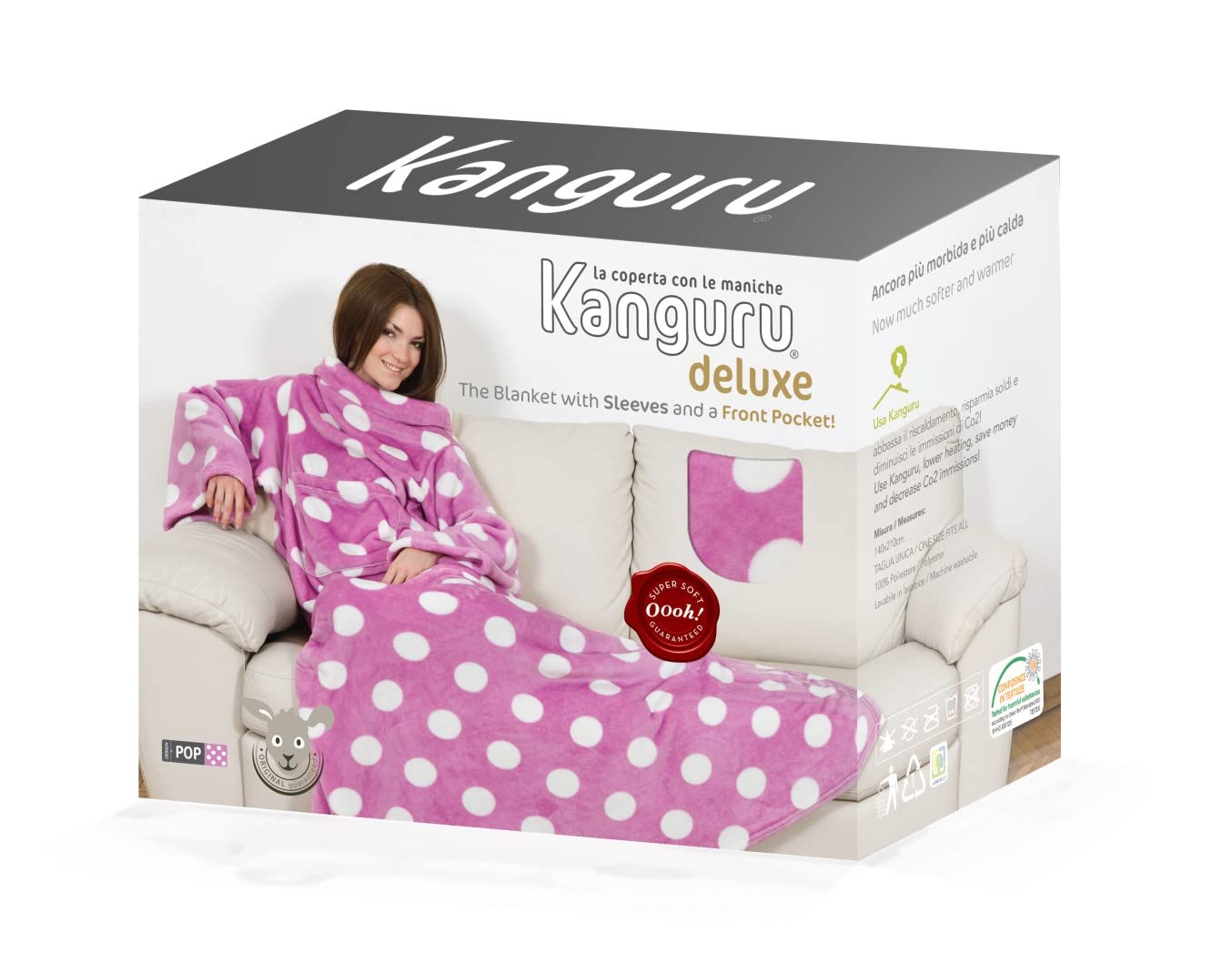 Kanguru Deluxe Pop coperta con maniche 140x210 cm microfibra