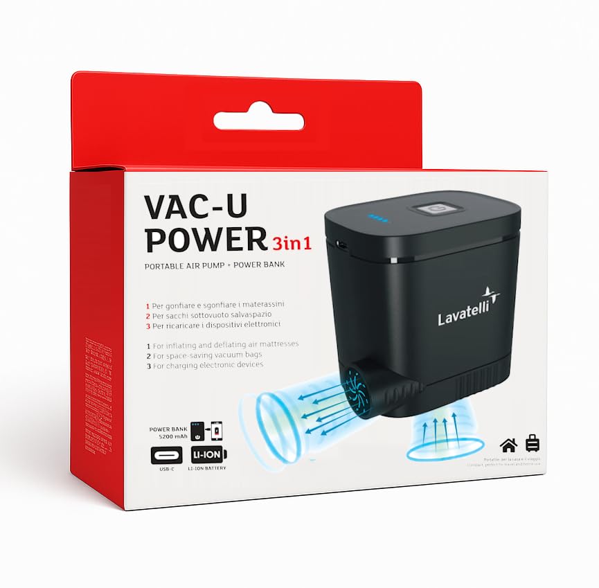 Lavatelli Vac-U-Power 3 in 1 pompa sottovuoto wireless power bank