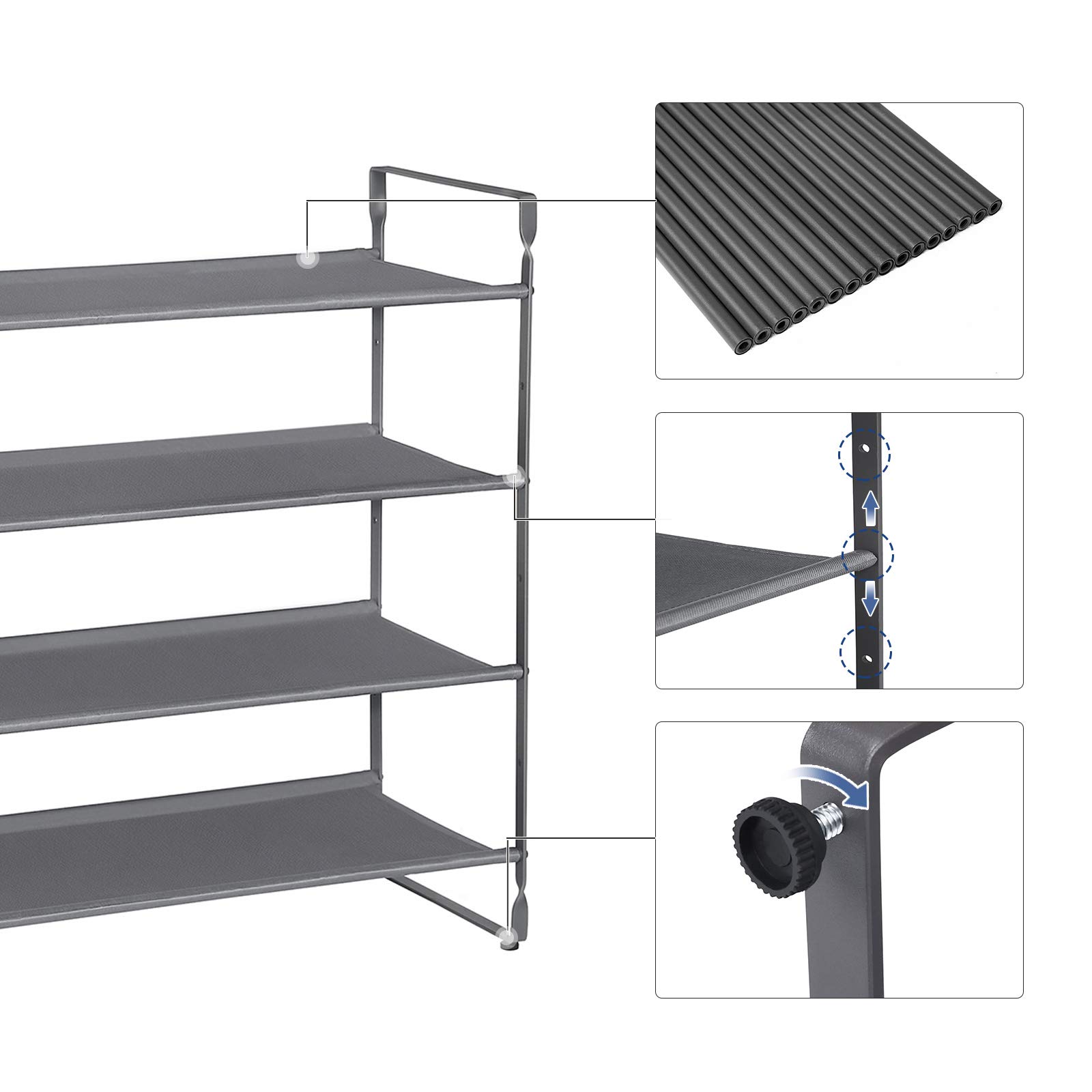 Songmics LSO04GY scarpiera tessuto 4 livelli grigia