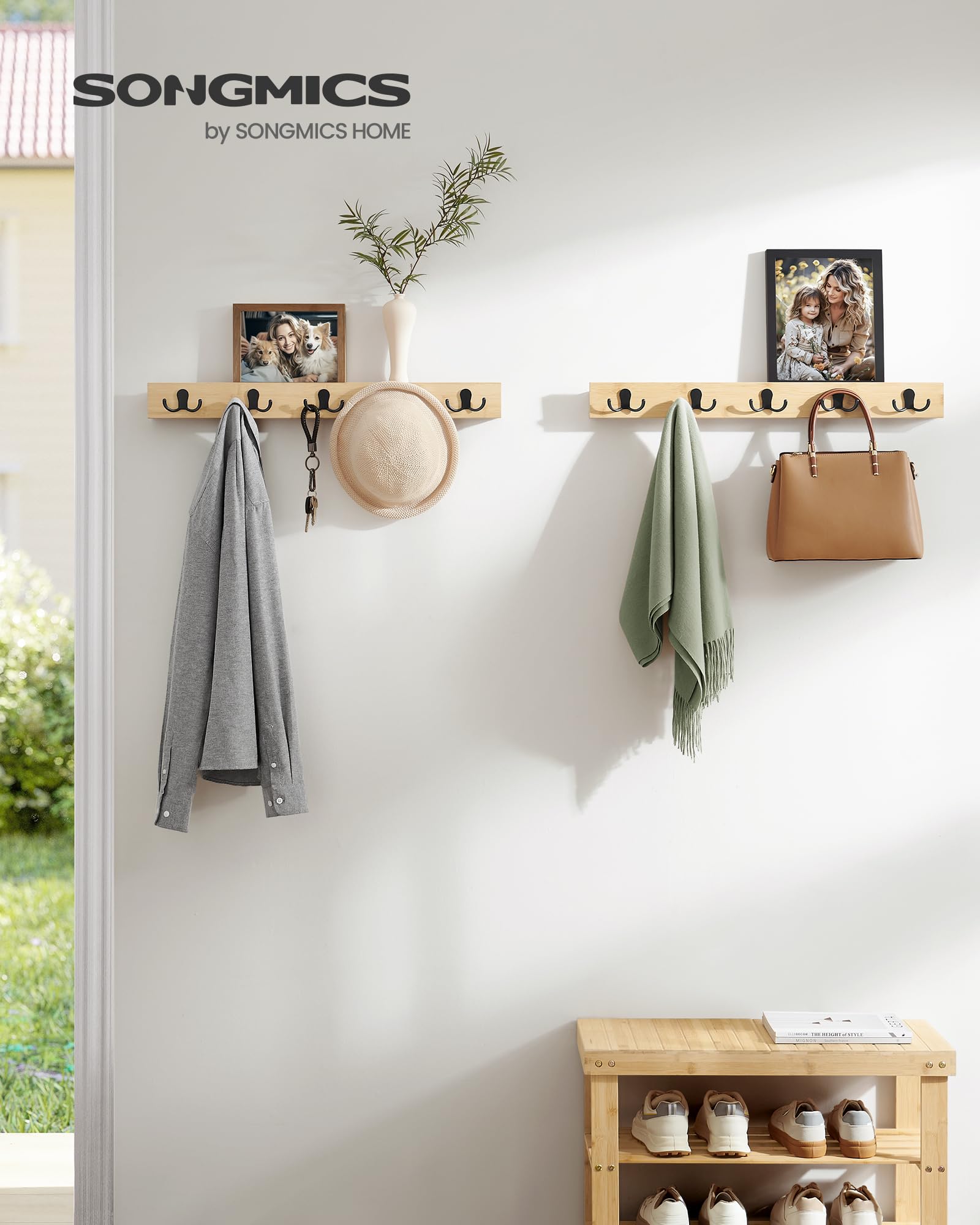 Songmics LCR052N01 Appendiabiti Parete Set 2 Pezzi Beige 25 kg