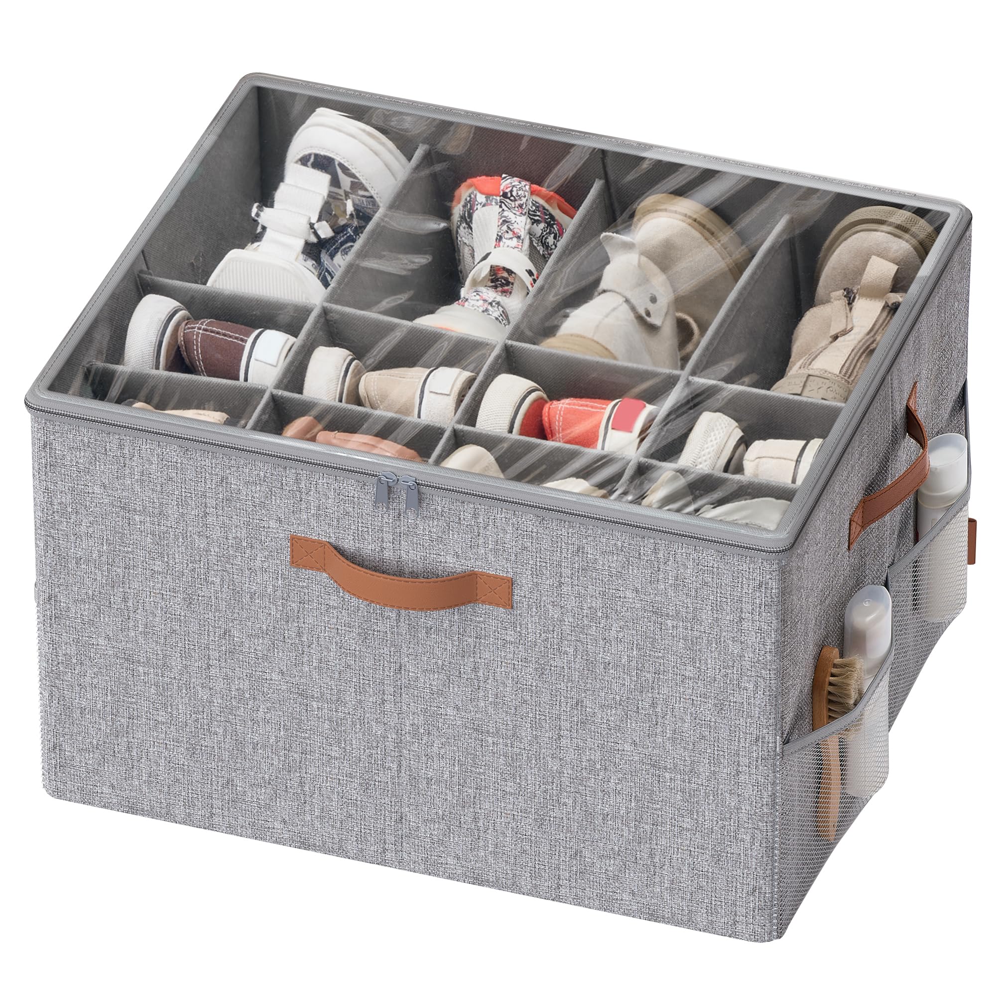 Songmics LSP555G01 organizer scarpe 16 paia grigio tortora trasparente