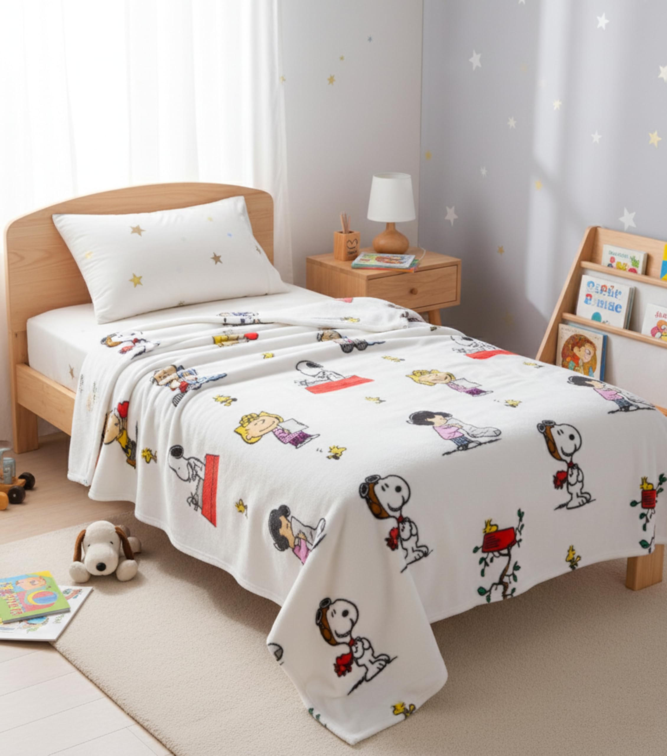 Kanguru Soffice Snoopy plaid in pile bianco 130x170 cm