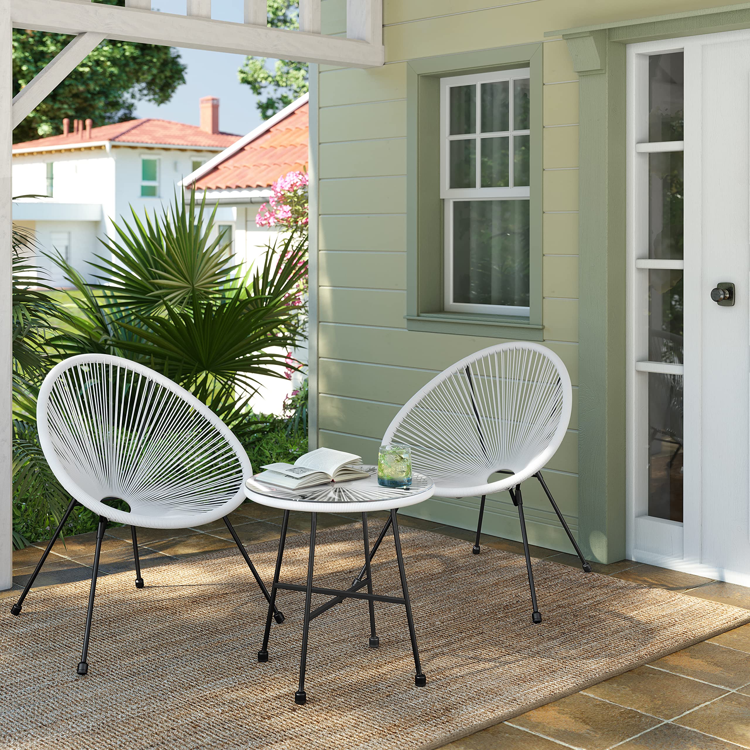 Songmics GGF013W02 Set Giardino Acapulco 3 Pezzi Bianco
