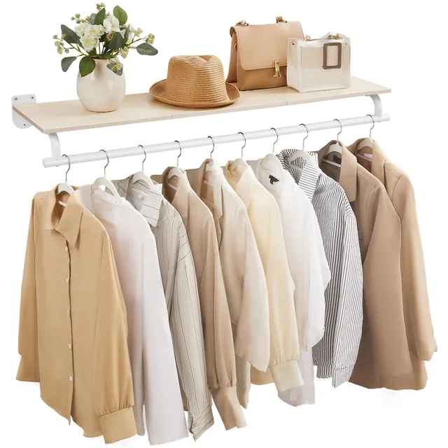 Songmics HSR135W01 Appendiabiti Parete 109cm Beige Acciaio