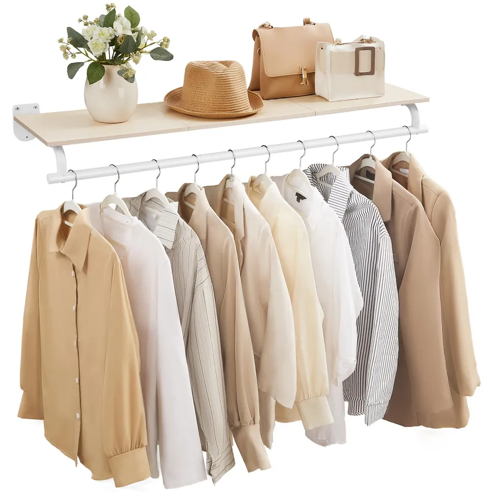 Songmics HSR135W01 Appendiabiti Parete 109cm Beige Acciaio