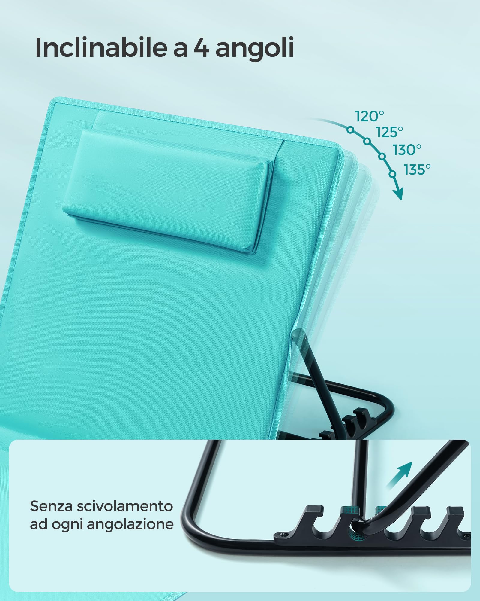 Songmics GCB151C01 Lettino Spiaggia Blu 158x55 cm Pieghevole
