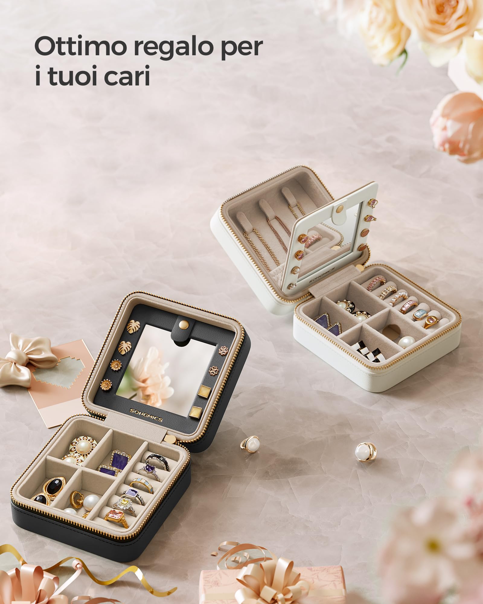 Songmics Gisella JBC146BEV2 portagioie Bianco Nuvola con specchio