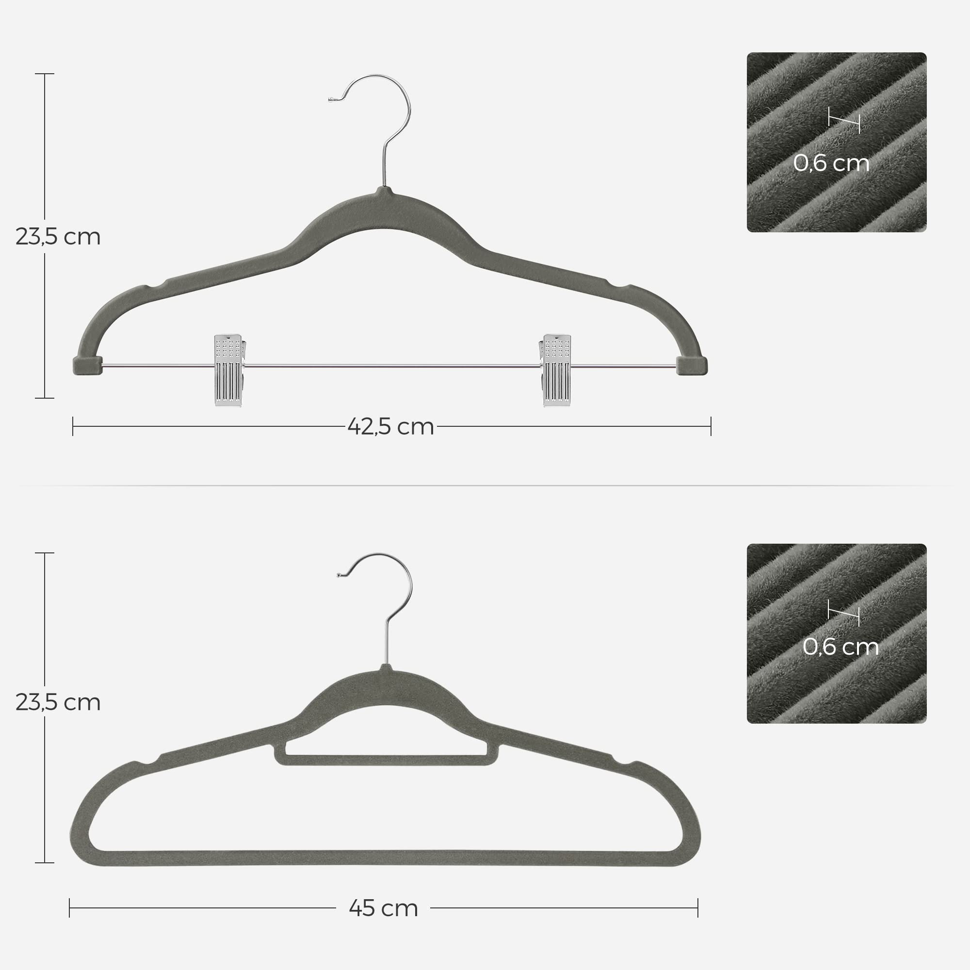 Songmics set grucce velluto grigio con pinze 32 pezzi