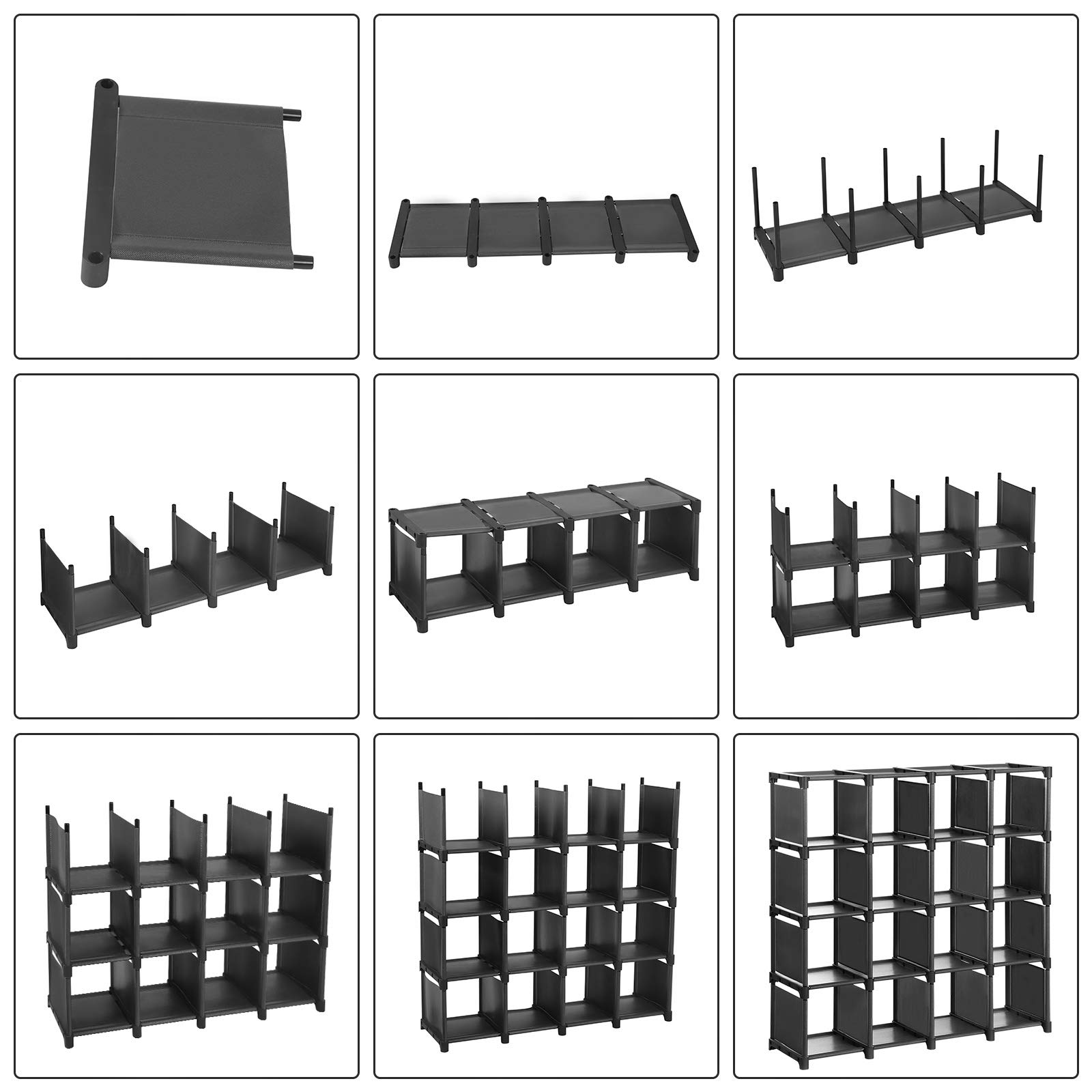 Songmics LSN44BK Scarpiera 16 Cubi Nera Componibile