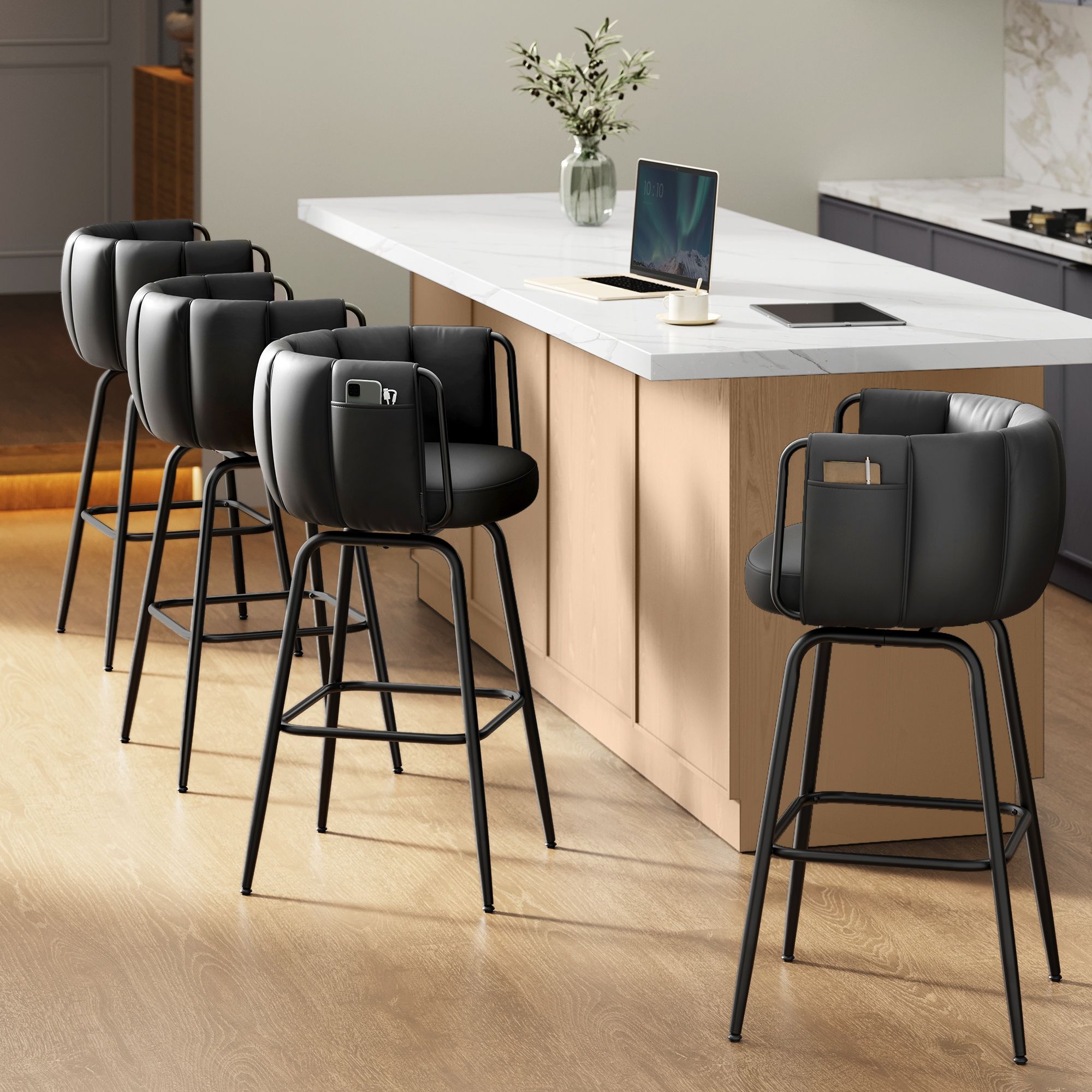 Songmics Home sgabelli bar girevoli 360° set 4 nero