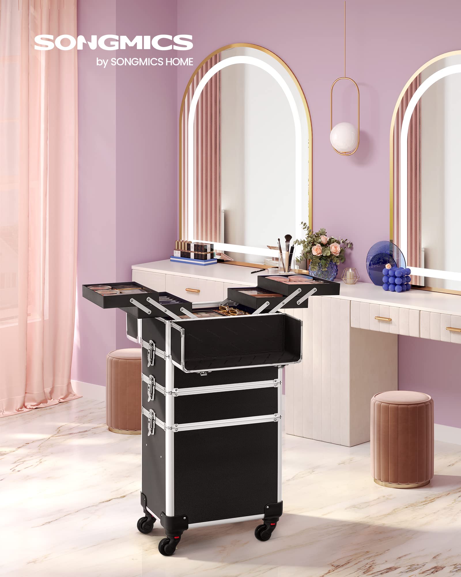 Songmics JHZ11BK Trolley Trucchi 4 Livelli Nero
