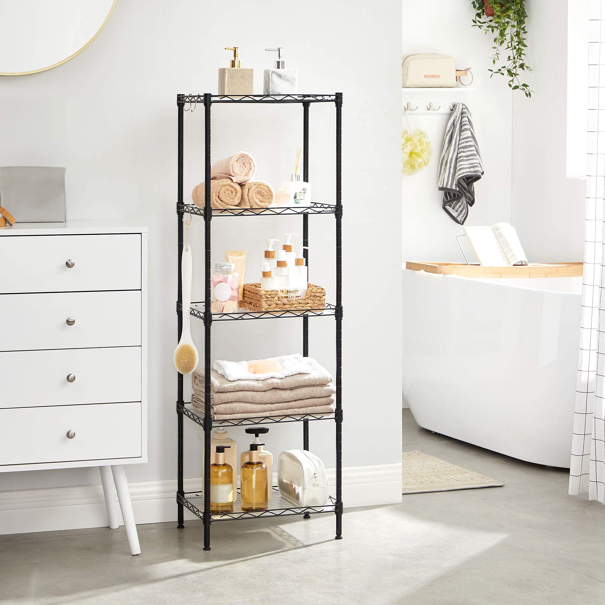 Songmics LGR115B01 scaffale cucina nero 5 ripiani