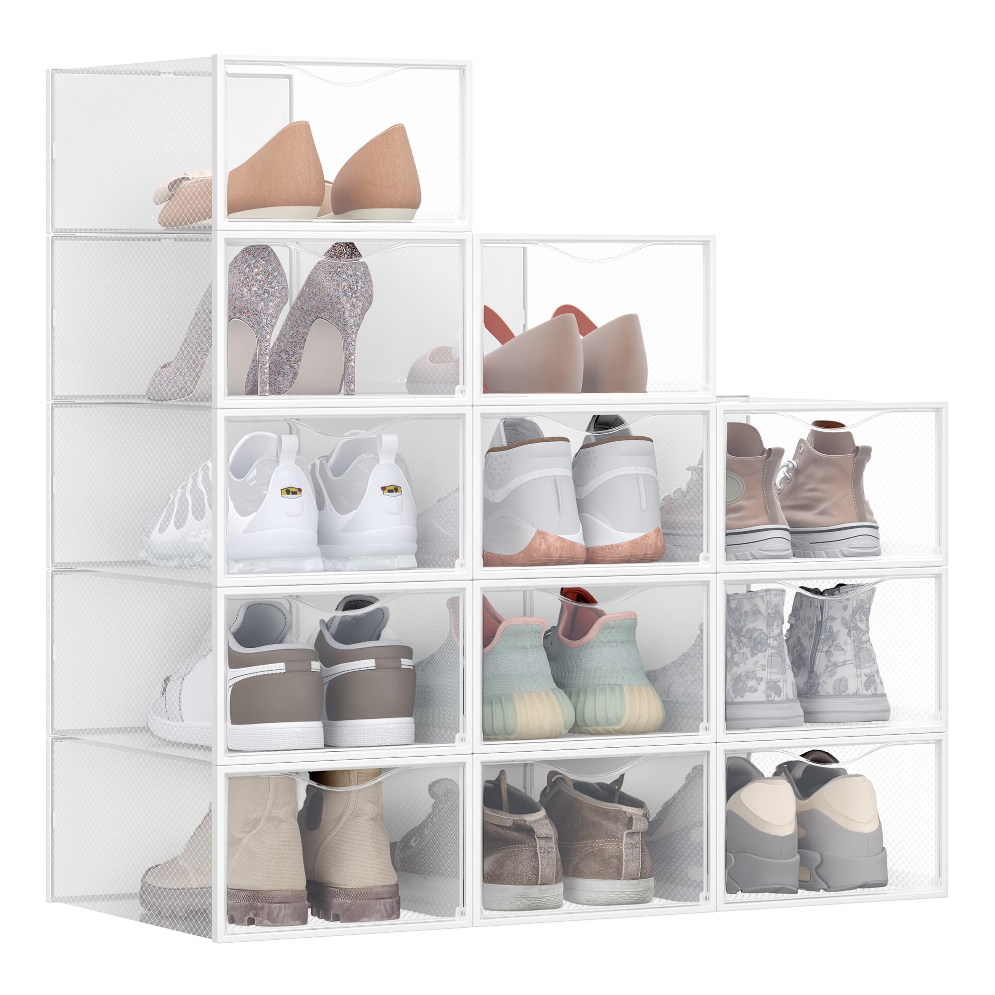 Songmics LSP312B01 scatole scarpe trasparenti 12 pezzi nere