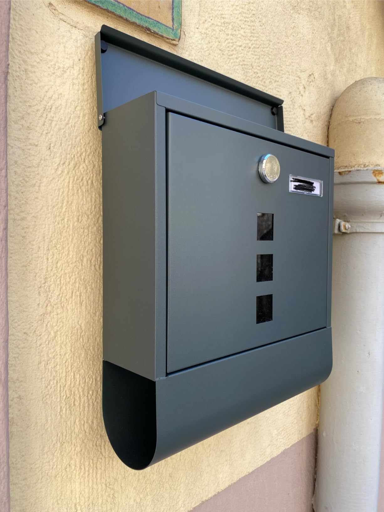 Songmics cassetta postale acciaio nera A4 30,8x33,8 cm