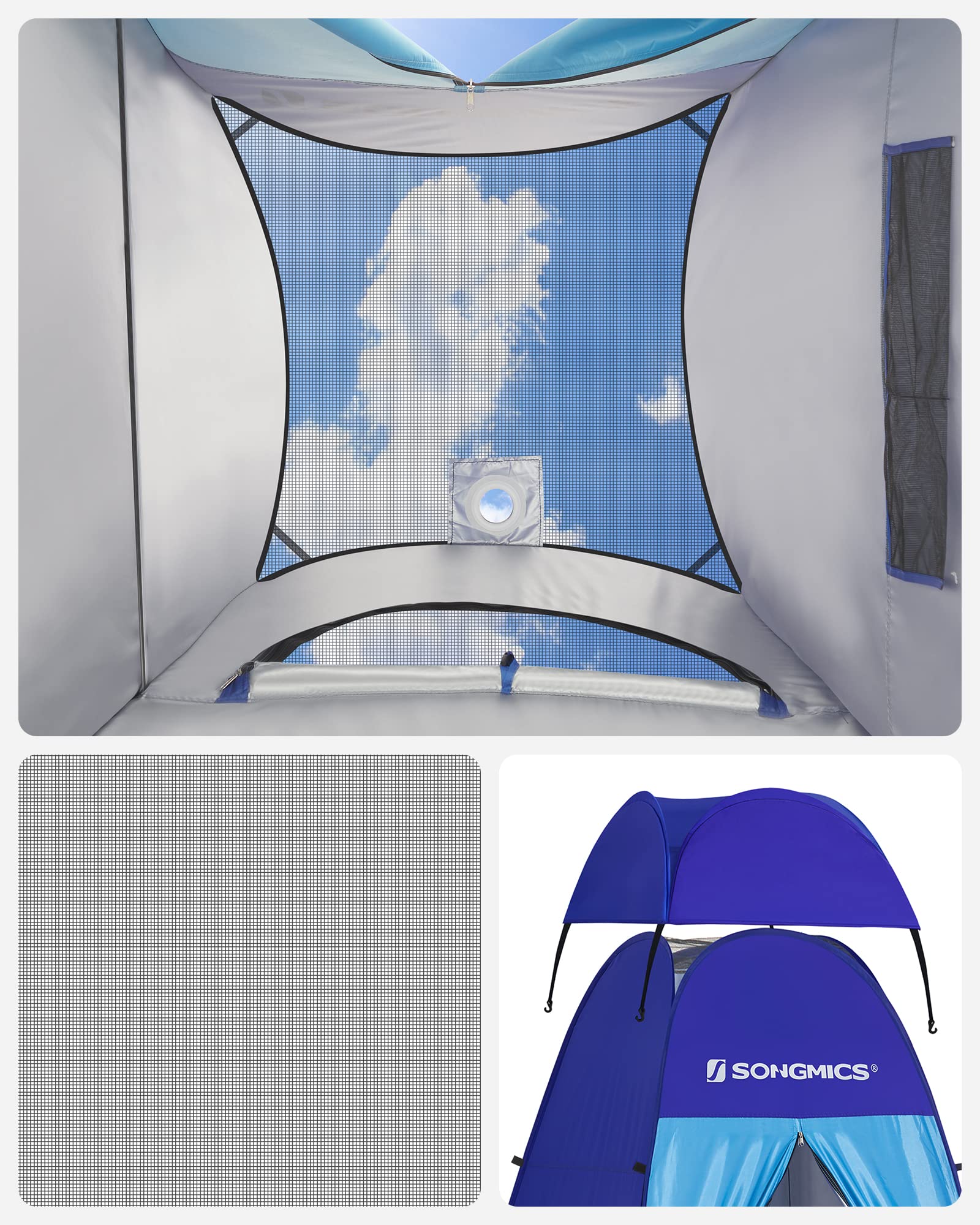 Songmics GPT100Q01 tenda doccia pop-up blu 2 tasche