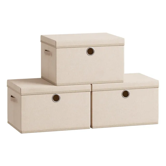 Songmics URFB540LF01 scatole tessuto 3 pezzi con coperchio