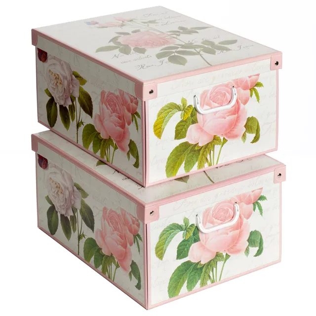 Lavatelli Rose scatole armadio cartone 49x40x24 set 2 pezzi