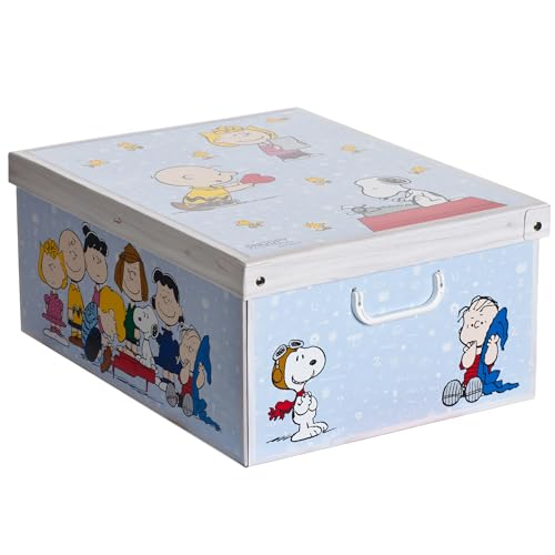 Lavatelli Snoopy Celeste scatola cartone con coperchio 50x39x24 cm