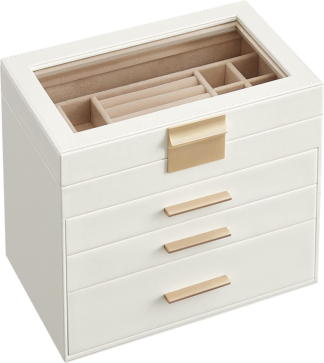 Songmics Gisella JBC161W01 portagioie bianco 4 livelli vetro