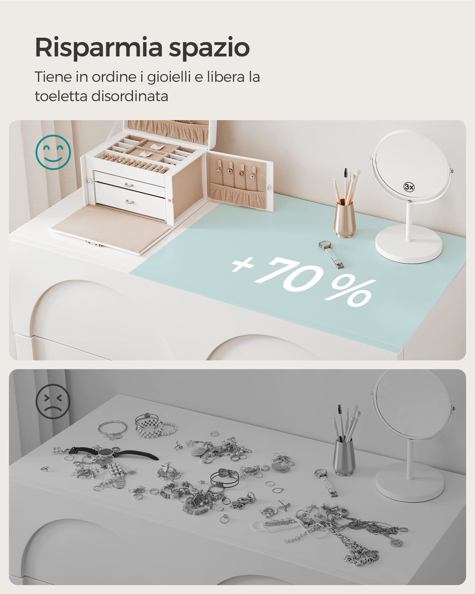 Songmics JBC121W portagioie 3 livelli bianco con serratura