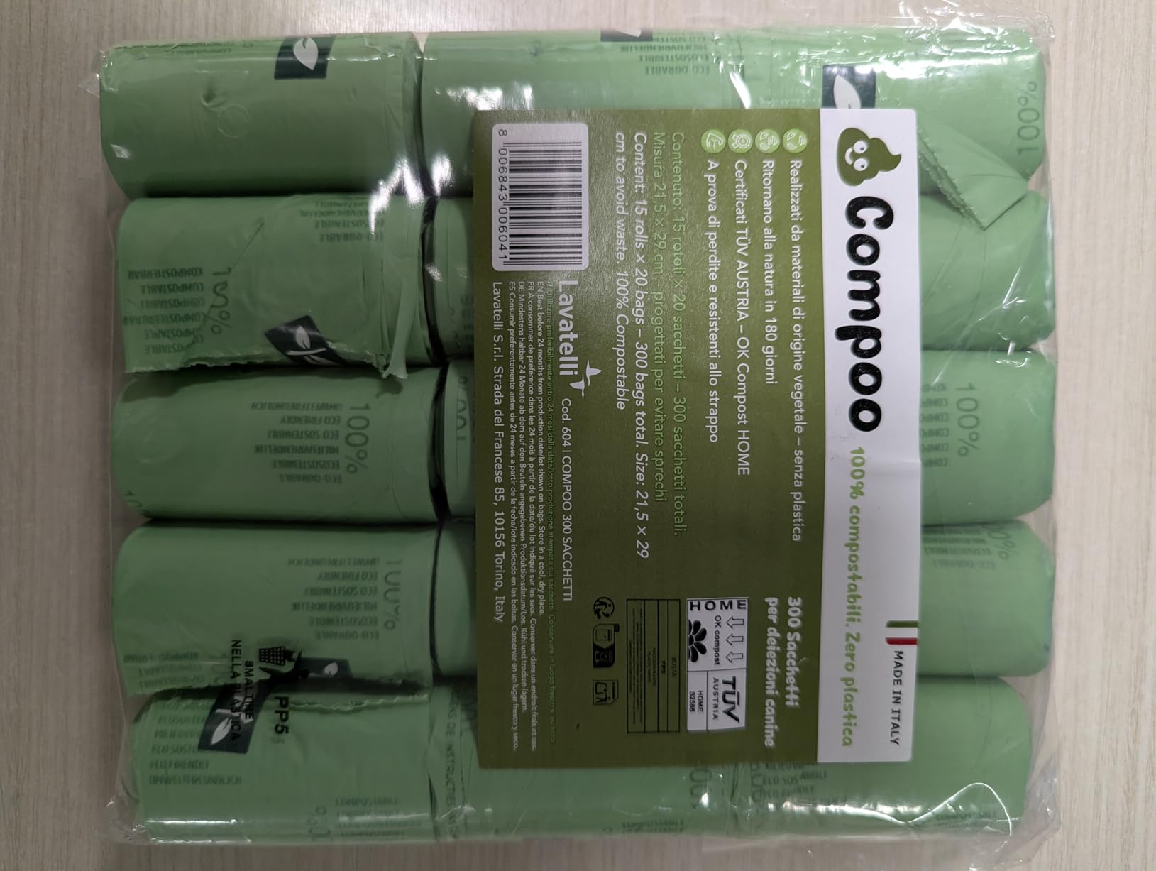 Lavatelli Compoo sacchetti cane verde 21,5x29 cm 300 pezzi