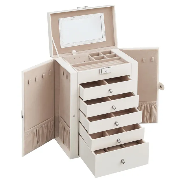 Songmics JBC152W01 scatola portagioie 6 livelli bianco con specchio