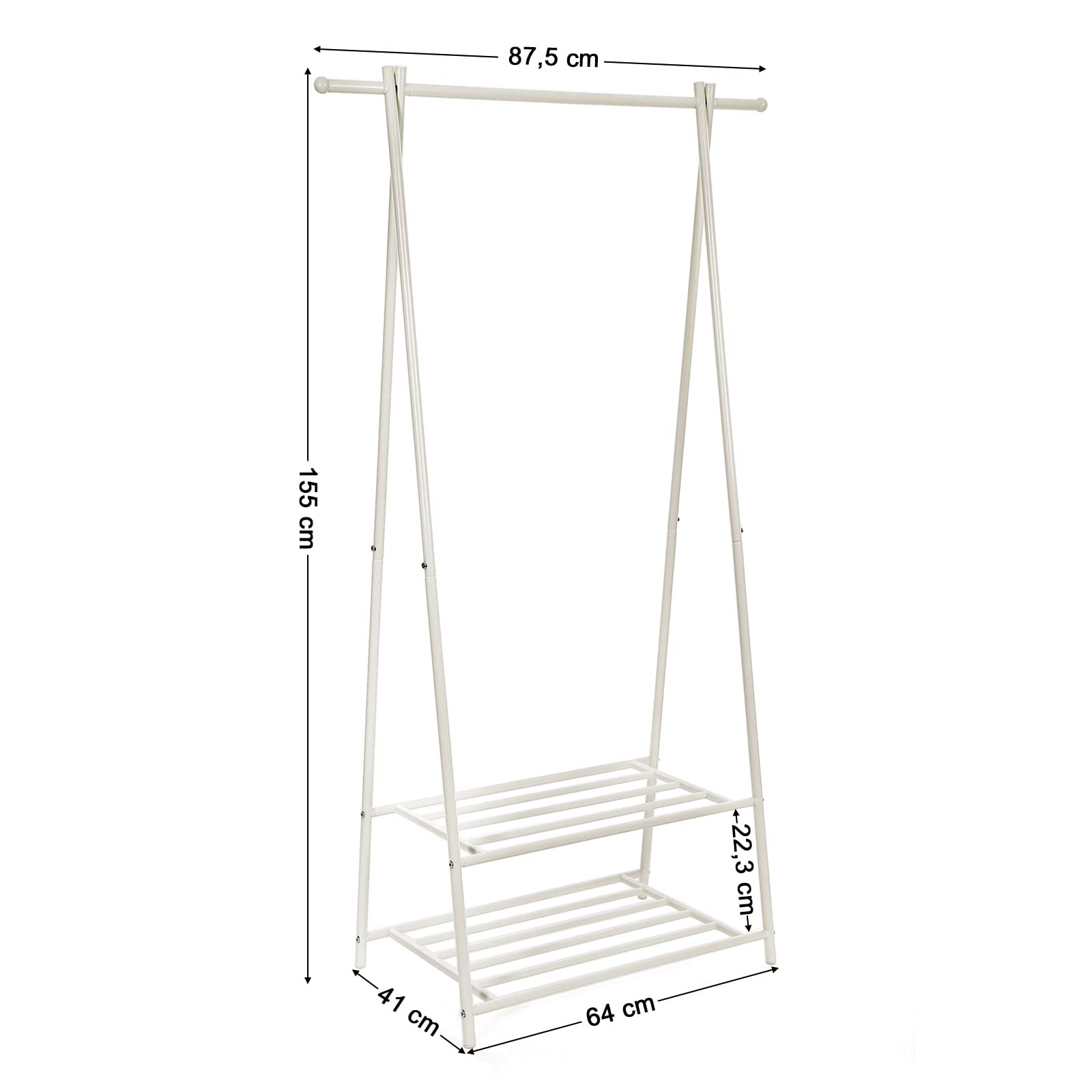 Songmics HSR05W appendiabiti metallo bianco 2 ripiani