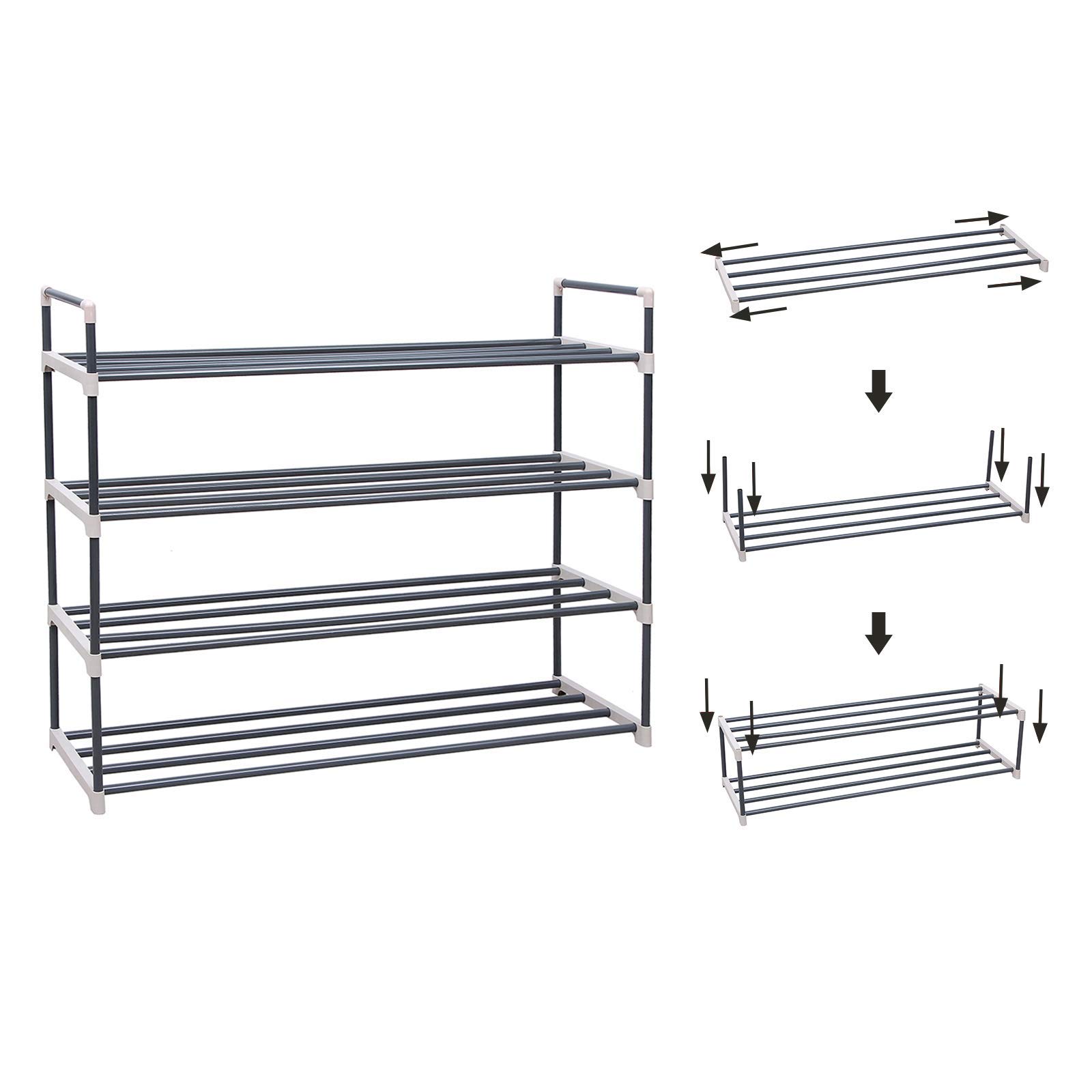 Songmics LSA14G Scarpiera 4 Ripiani Grigia 92 cm