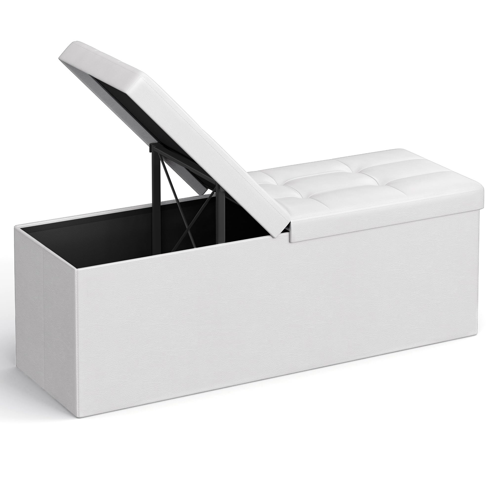 Songmics LSF75WT pouf contenitore bianco 110 cm pieghevole