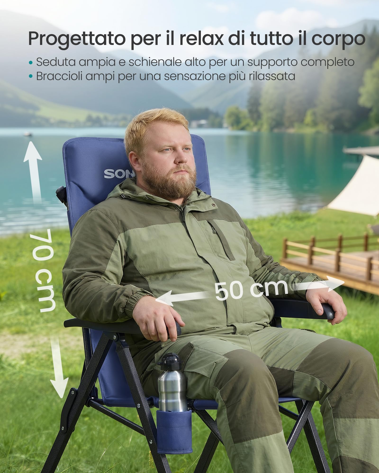 Songmics GCB015QZ01 sedie da campeggio reclinabili blu set 2 pezzi