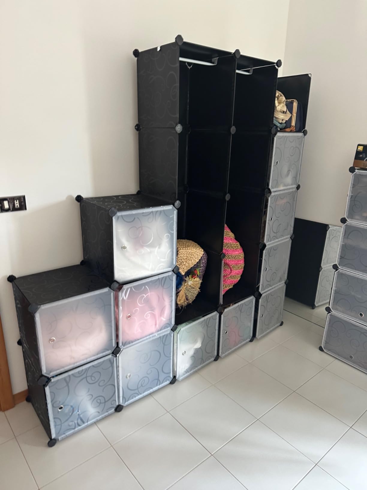Songmics LPC30H Guardaroba Modulare 143x36 Nero Floreale Plastica