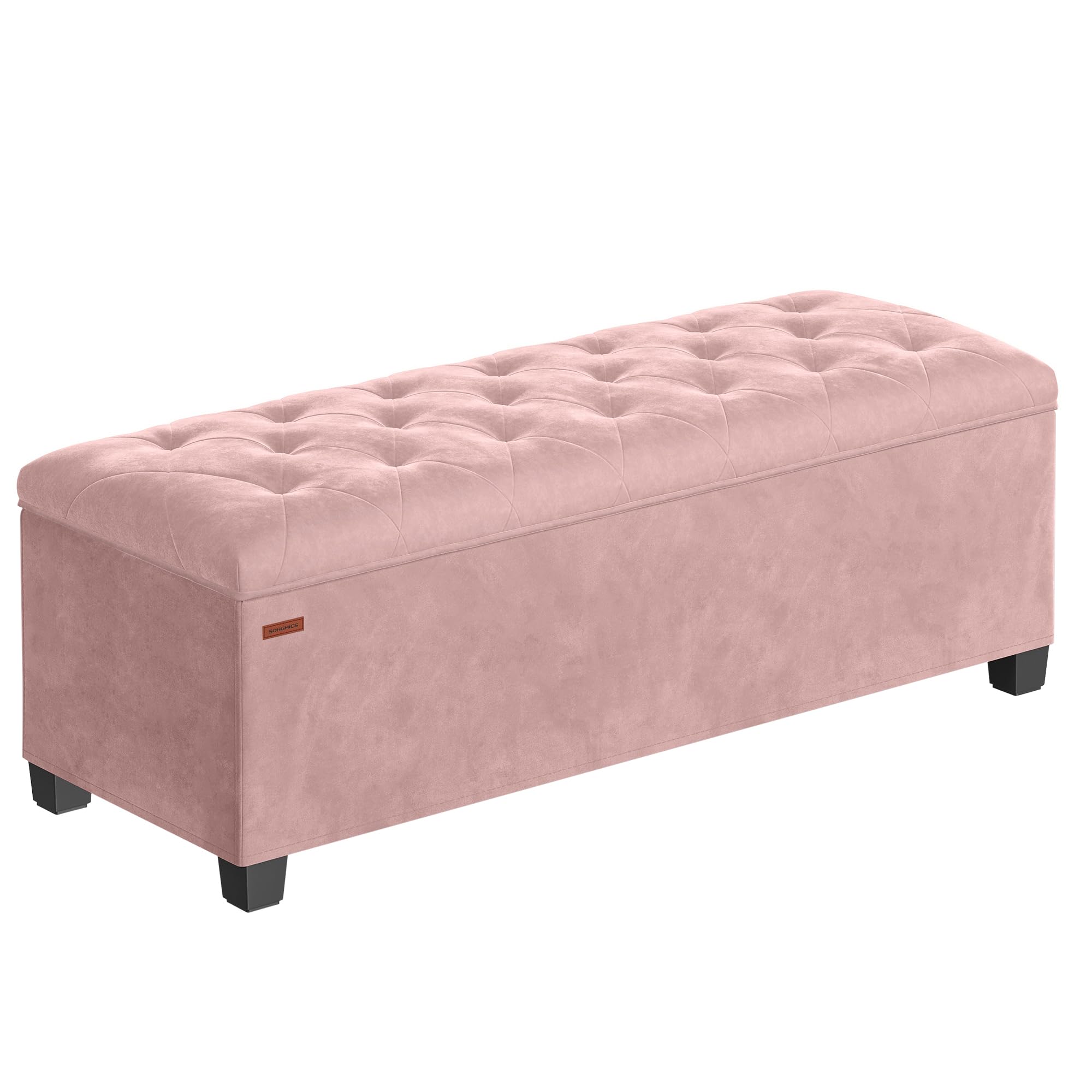 Songmics LSF089W01 cassapanca pouf bianco crema 110 cm velluto