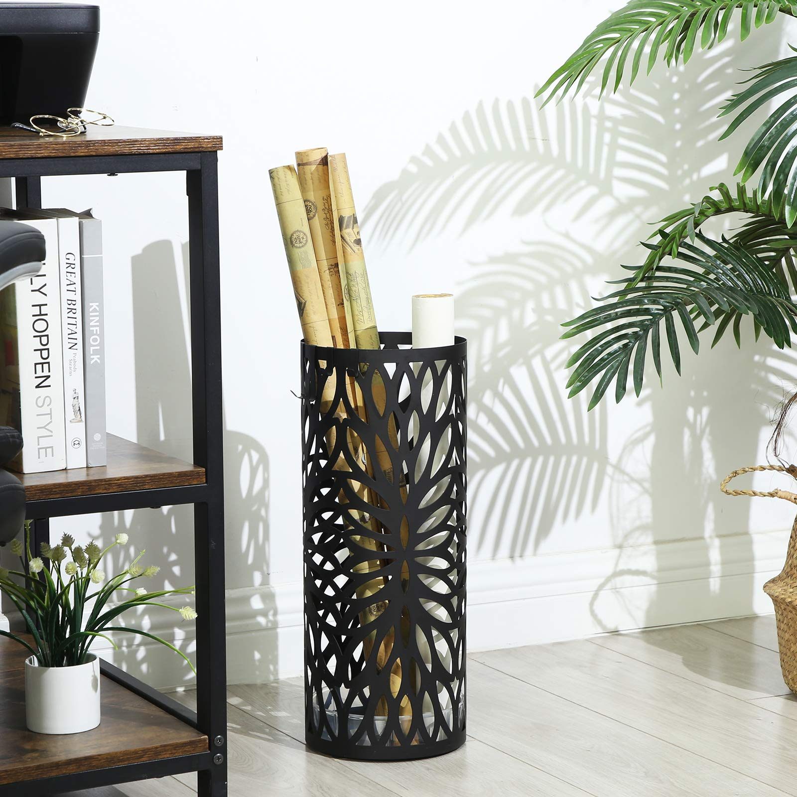 Songmics LUC20B portaombrelli metallo nero 19,5x49 cm