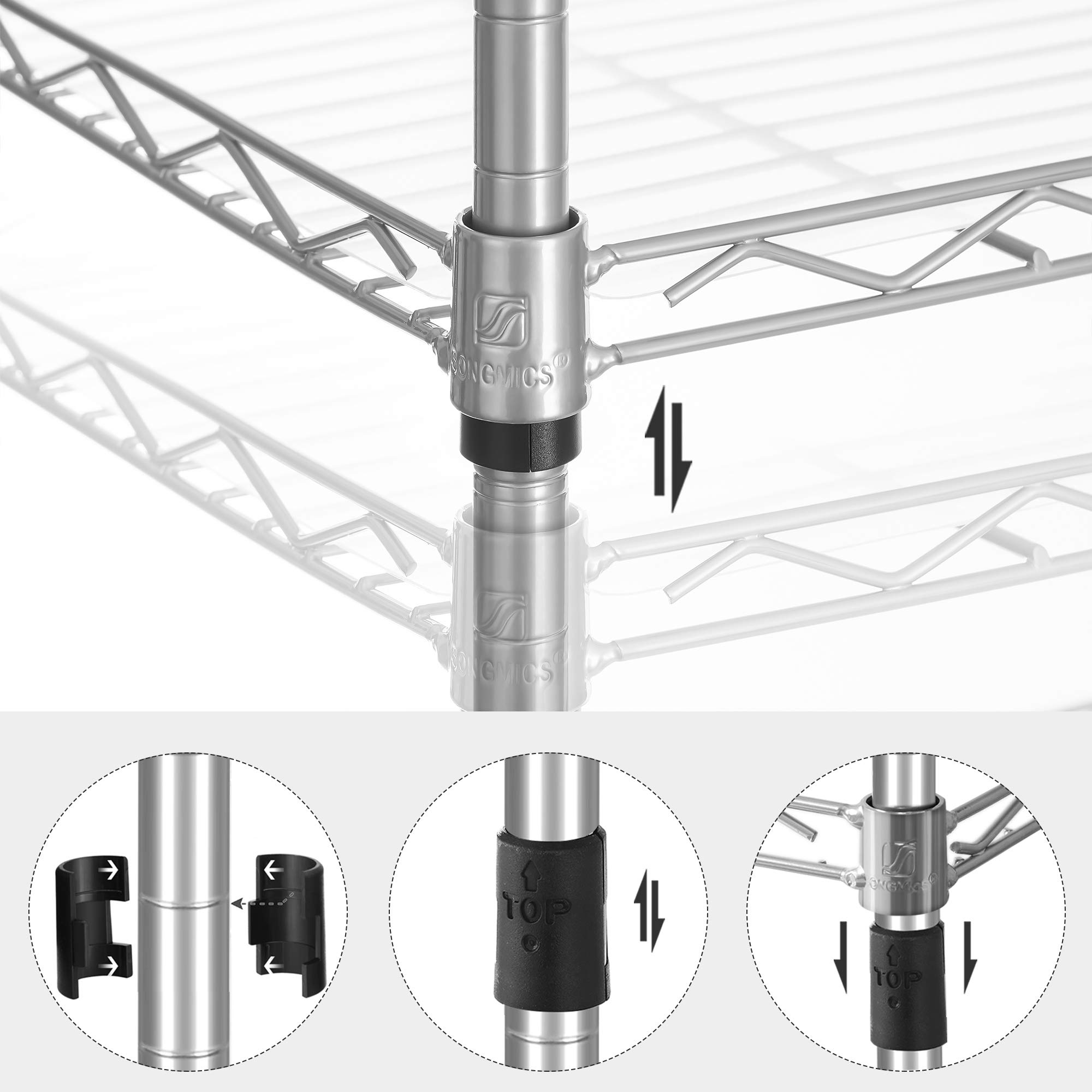 Songmics LGR115E01 scaffale cucina 5 ripiani argento