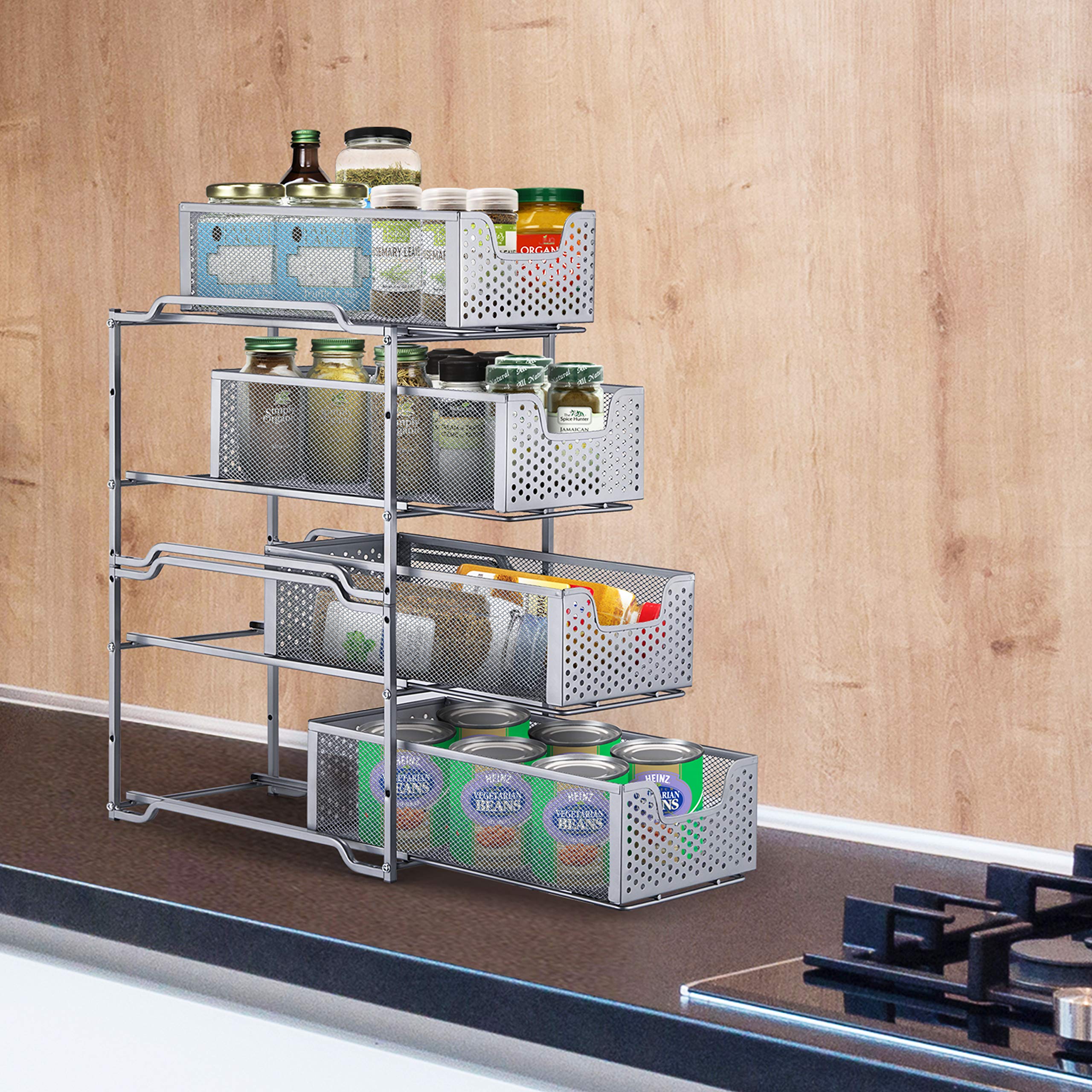 Simple Trending organizer sottolavello argento 2 ripiani scorrevoli