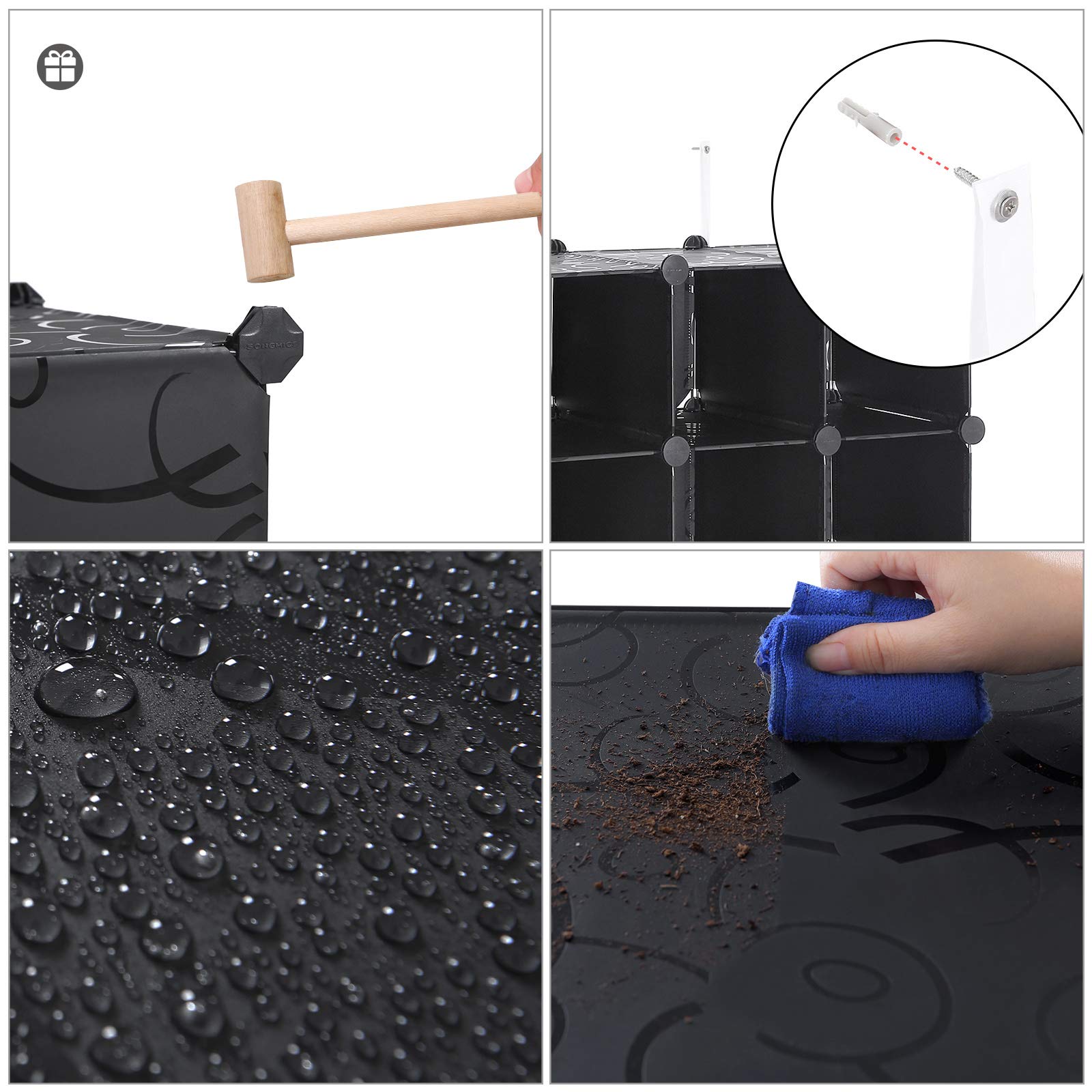 Songmics LPC44H guardaroba modulare nero 113x36x113 cm