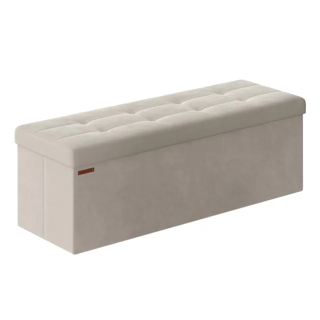 Songmics LSF277W01 pouf contenitore Bianco Crema 110 cm 131 L