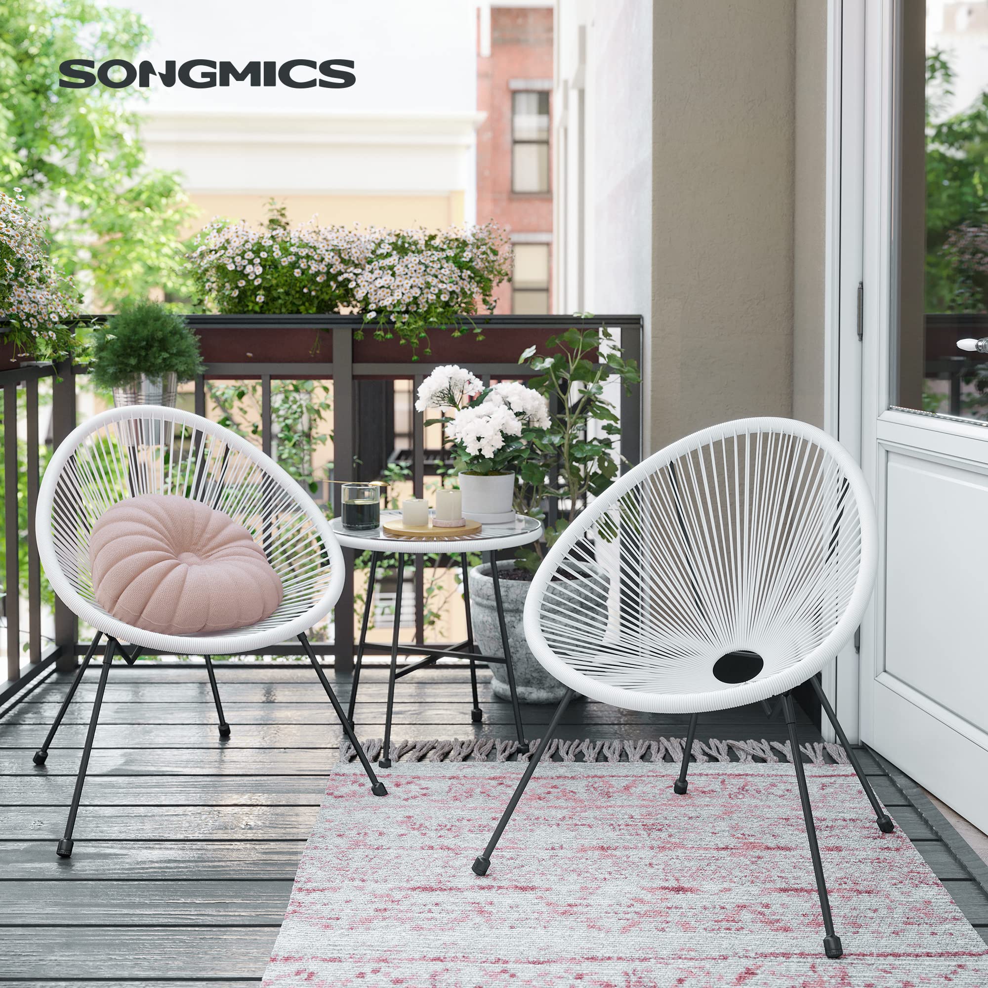 Songmics GGF013W02 Set Giardino Acapulco 3 Pezzi Bianco