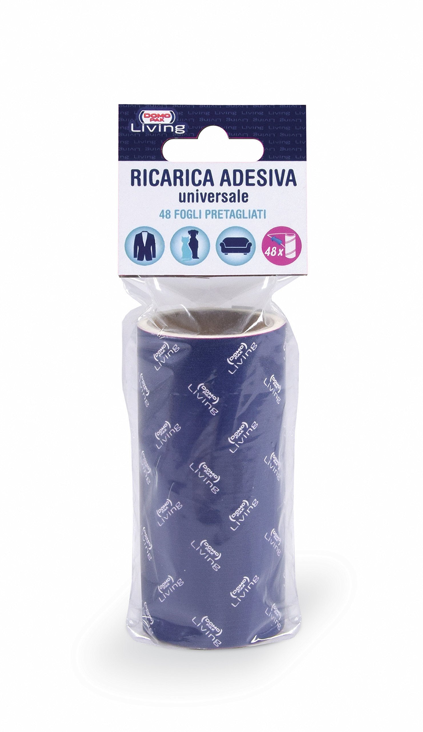 Domopak spazzola 2 in 1 rullo adesivo 48 fogli bianco-grigio