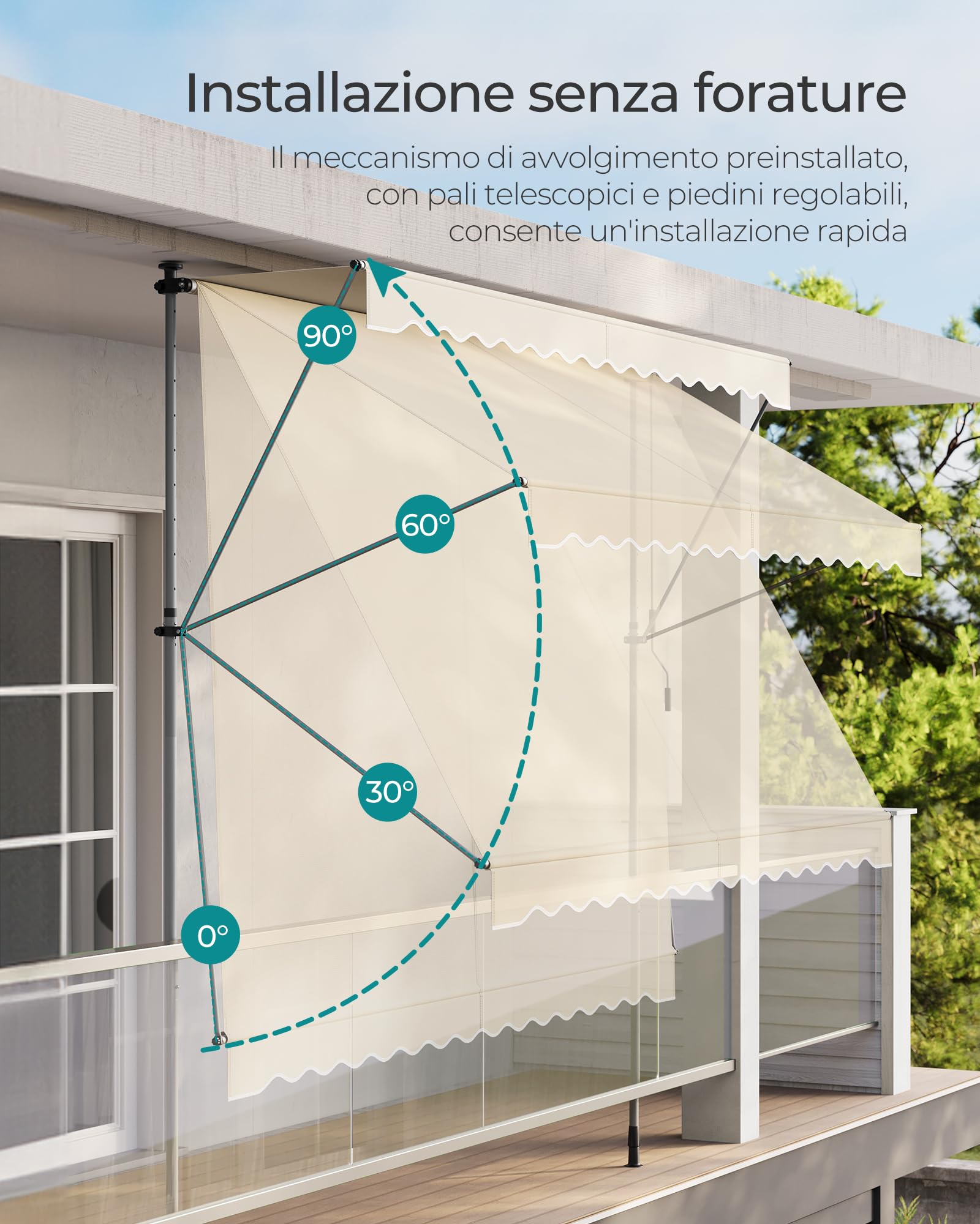 Songmics GSA302M01 Tenda Sole Avvolgibile 300x120 cm Beige