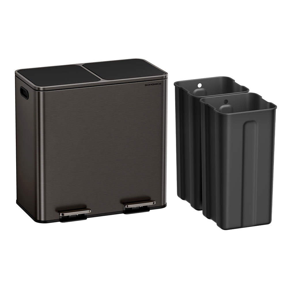Songmics pattumiera cucina 2x40L 2 scomparti con sacchi