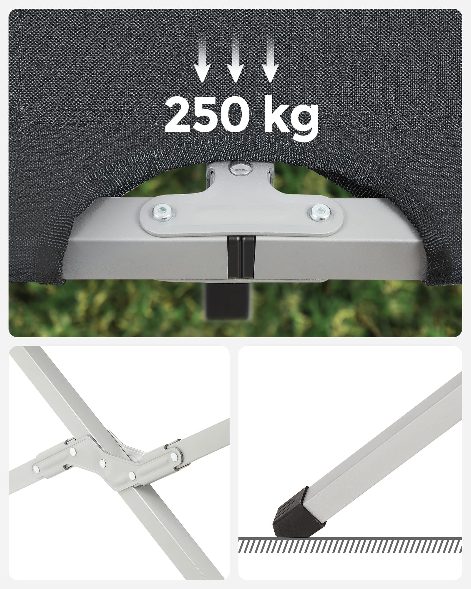 Songmics GCB21H Brandina Campeggio Nera 210x72 Pieghevole
