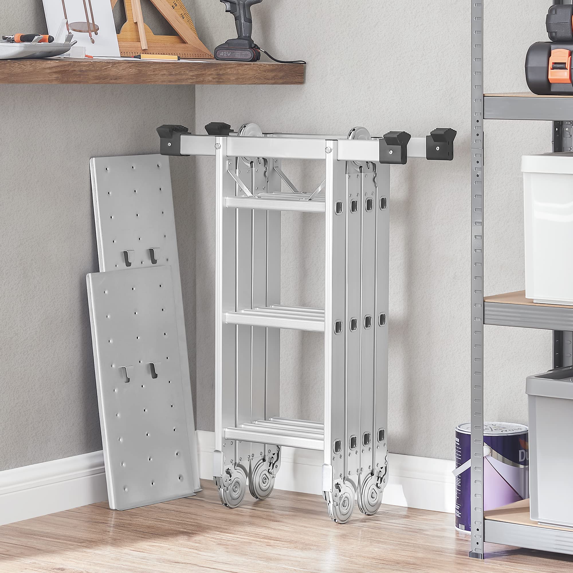 Songmics GLT36M scala multifunzione alluminio 12 gradini