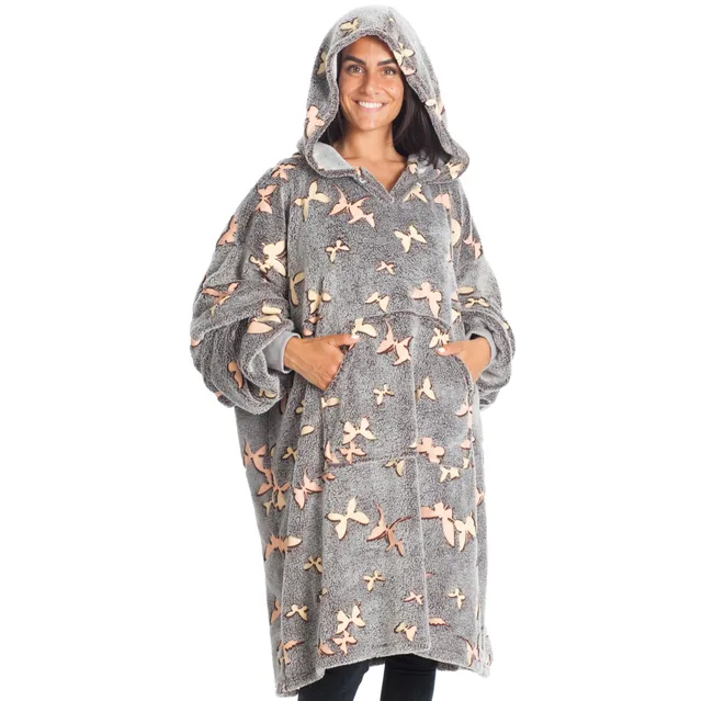 Kanguru Kangurone Felpa Coperta Oversize Pile con Cappuccio