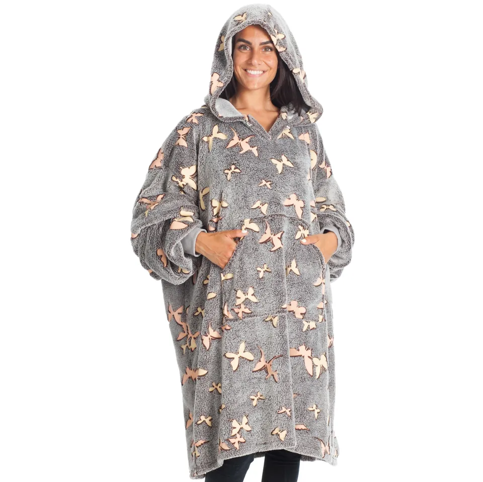 Kanguru Kangurone Felpa Coperta Oversize Pile con Cappuccio
