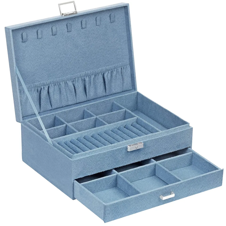 Songmics JBC156Q01 Scatola Portagioie Blu Chiaro con Chiave