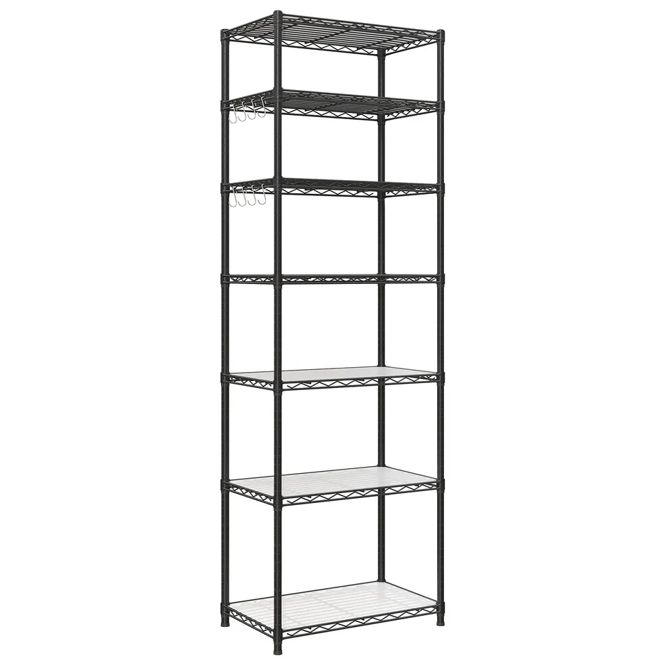 Songmics LGR067B01 scaffale metallo nero 7 ripiani regolabili