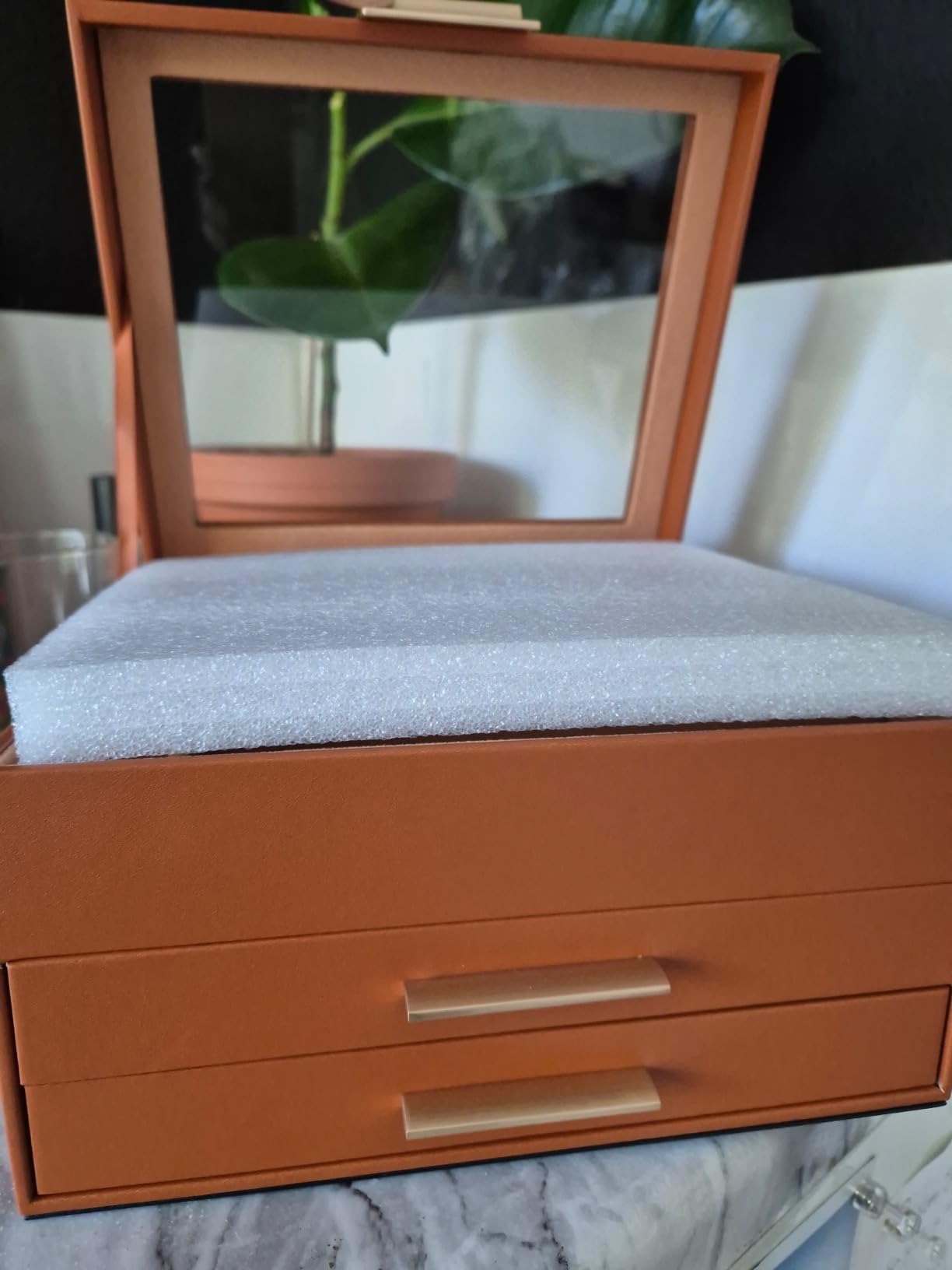 Songmics Gisella JBC239K01 portagioie vetro marrone 3 livelli