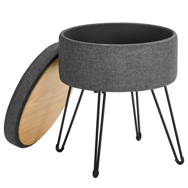Songmics LOM002G02 pouf contenitore rotondo grigio scuro 37x45 cm