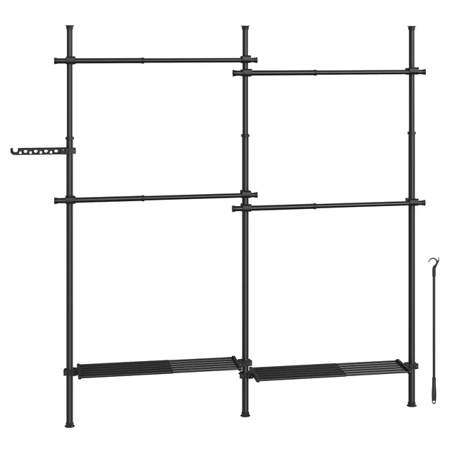 Songmics HSR154B01 appendiabiti telescopico nero opaco 4 aste regolabile